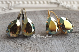 Oorbellen Belle met Swarovski Druppel "Crystal Iridescent Green"