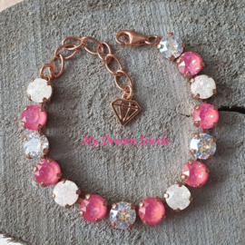 Armband Alison " Crystal Pink Delite  " met o.a. Swarovski Crystal