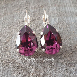 Oorbellen Belle met Swarovski Druppel "Amethyst"