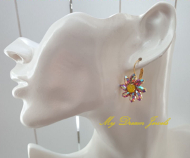 Oorbellen Daisy Flower  Sun of Fire met Swarovski Crystal