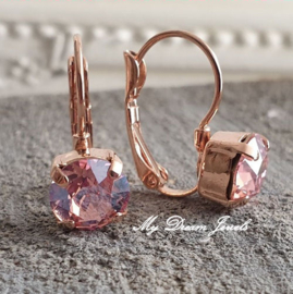 Oorbellen Alison met Swarovski " Light Rose Moonlight "