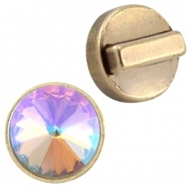 DQ Slider/schuiver Setting  Antiek Bronskleurig voor Swarovski Rivoli 12mm