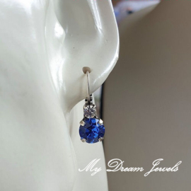 Oorbellen Fem met Swarovski Crystal "Helder crystal & Sapphire"