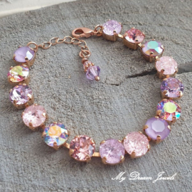 Armband Alison "  Sweet Crushed Pink & Violet " met o.a. Swarovski Crystal