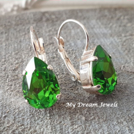Oorbellen Belle met Swarovski druppel "Fern Green"