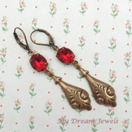 Oorhangers Art Deco stijl met Swarovski Crystal Light Siam