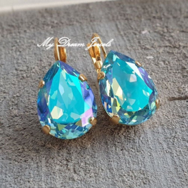 Oorbellen Sofia met Swarovski Druppel  " Aquamarine Glacier Blue"