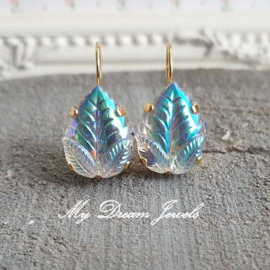 Oorbellen Vintage Leaf  "Crystal AB"