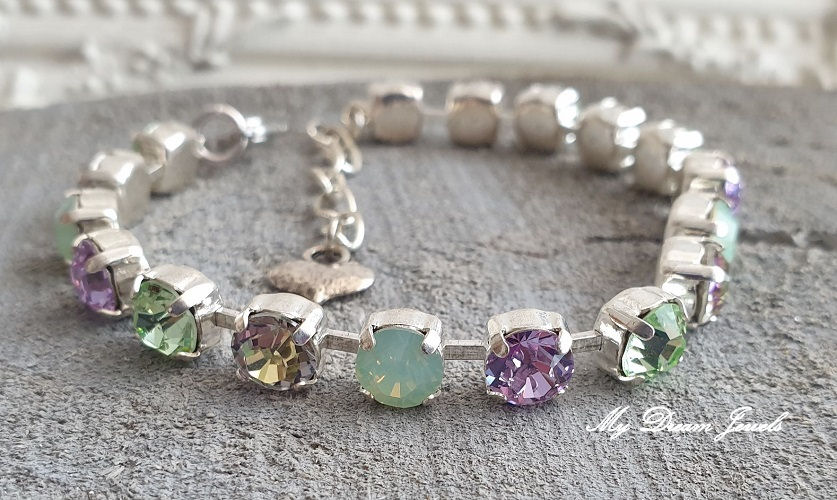 Armband " Violet & Green Opal" met Swarovski
