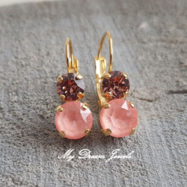 Oorrbellen Lara  met Swarovski "Blush Peach "