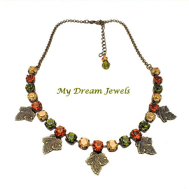 Ketting Bronze Leaves met Swarovski Crystal