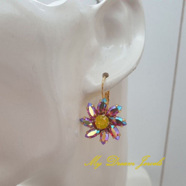 Oorbellen Daisy Flower  Sun of Fire met Swarovski Crystal