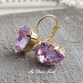 Oorbellen Becca met Swarovski Druppel "Violet"