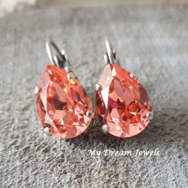 Oorbellen Belle met Swarovski druppel " Rose Peach"