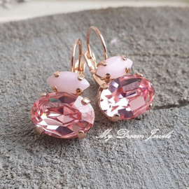 Oorbellen met Swarovski Crystal Rose Alabaster & Light Rose