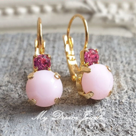 Oorbellen Fem met Swarovski Crystal "Rose & Rose Alabaster"