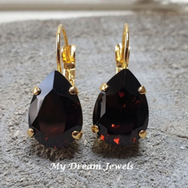 Oorbellen Belle met Swarovski druppel "Mocca"