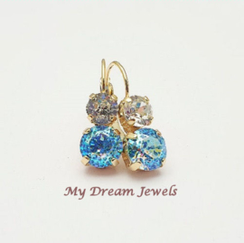 Oorbellen Lara met Swarovski " Twinkle Aqua "