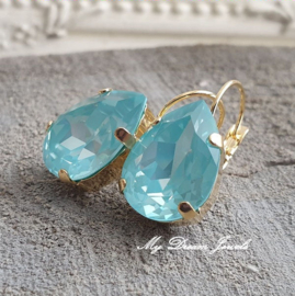 Oorbellen Sofia met Swarovski Druppel "Crystal Paradise Blue "