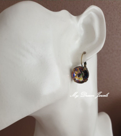 Oorbellen Rivoli met Swarovski Crystal Peacock Eye