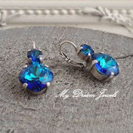 Oorbellen Square met Swarovski Crystal Bermuda Blue