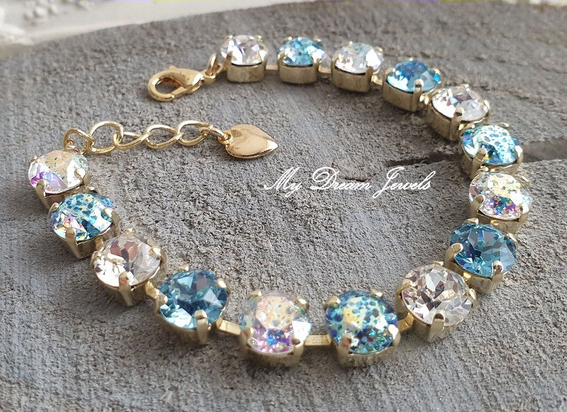 Armband Alison "Twinkle Aqua Patina" met  Swarovski Crystal