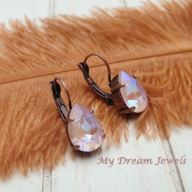 Oorbellen Swarovski Druppel Dusty Pink