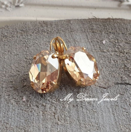 Oorbellen Ovaal met Swarovski Crystal Golden Shadow
