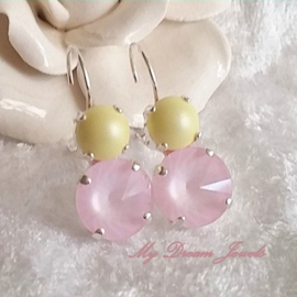 Oorbellen Pastel Dreams met Swarovski Yellow & Rose