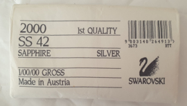 Swarovski 2000 platte steen " Sapphire " 9,1mm ( SS42 )