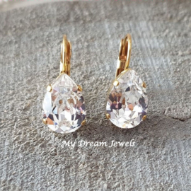Oorbellen Belle met Swarovski Druppel "Crystal"