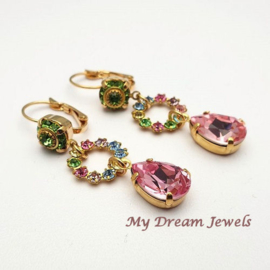Vintage stijl oorhangers Light Rainbow met Swarovski Crystal
