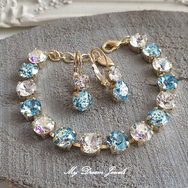 Armband Alison "Twinkle Aqua Patina" met  Swarovski Crystal