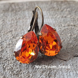 Oorbellen Belle met Swarovski Druppel "Tangerine"
