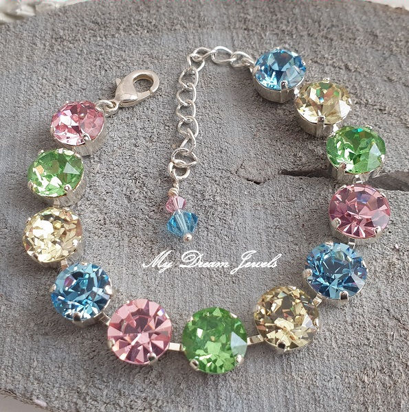 Armband "Shiny Multi Light Pastel" met Vintage Swarovski