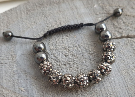 Kinder Chamballa  Strass armbandje Jet Hematite