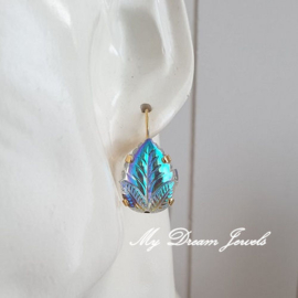 Oorbellen Vintage Leaf  "Crystal AB"