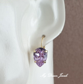 Oorbellen Becca met Swarovski Druppel "Violet"