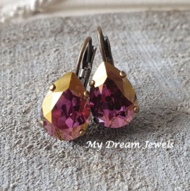 Oorbellen Belle met Swarovski Druppel "Crystal Lilac Shadow "