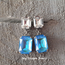 Oorstekers Ilona "Crystal Blue Diamond " met o.a. Swarovski Crystal