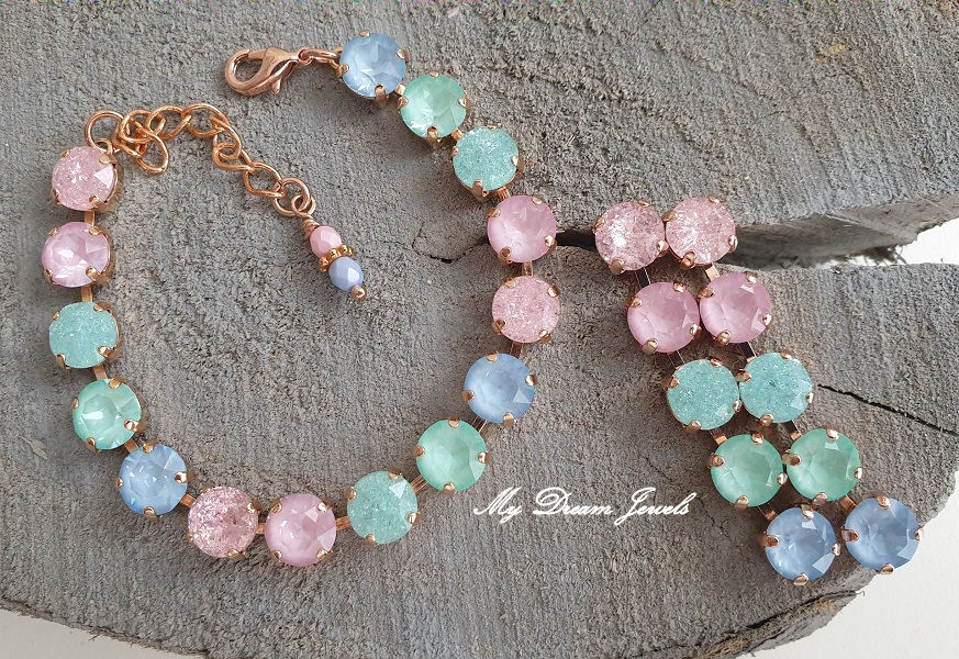 Armband Alison "Pastel Crushed Ice" met o.a. Swarovski Crystal