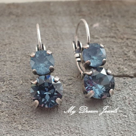 Oorbellen Lara met Swarovski  Denim Ignite & Denim Blue