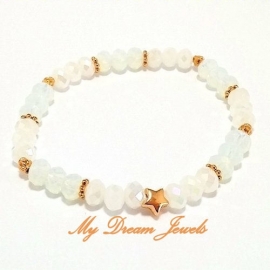 Armbandje met facetkralen White Opal Star