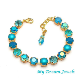 Armband Alison " Pearl Blue Lagoon " met Swarovski Crystal Maat L