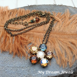 Ketting Flower Autumn Shimmer met Swarovski Crystal