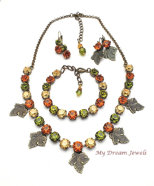 Ketting Bronze Leaves met Swarovski Crystal