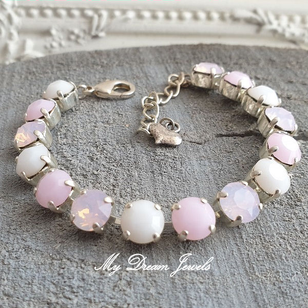 Armband Alison "Soft Pink & White" met Swarovski Crystal