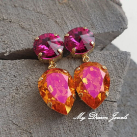 Oorstekers met Swarovski Crystal Hot Pink  Astral