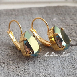 Oorbellen Belle met Swarovski Druppel "Crystal Iridescent Green"