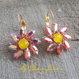 Oorbellen Daisy Flower  Sun of Fire met Swarovski Crystal
